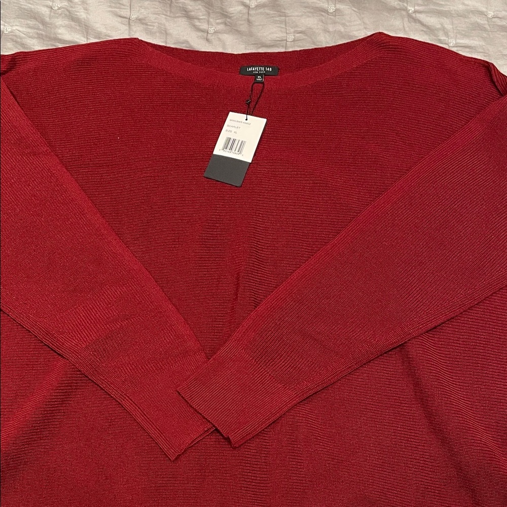 Lafayette 148 New York Scarlet Knit Top